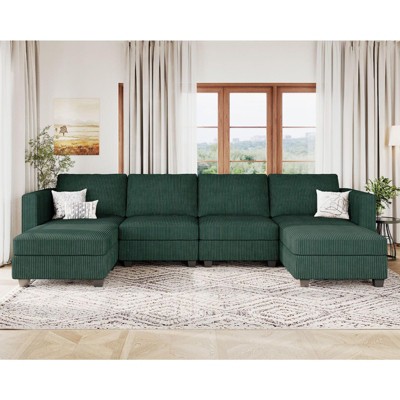 Belffin Modular U Shape Couch with Storage Ottoman Corduroy Sectional Couch with Chaise Convertible Modern Sectional Sofa Couch