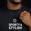 Steeltime 24" Men's stainless steel and simulated diamonds basketball pendant. Color Option: Gold, Black - 3 of 4