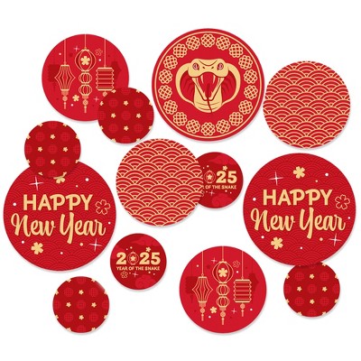 Big Dot of Happiness Lunar New Year - 2025 Year of the Snake Giant Circle Confetti - Party Decorations - Large Confetti 27 Count