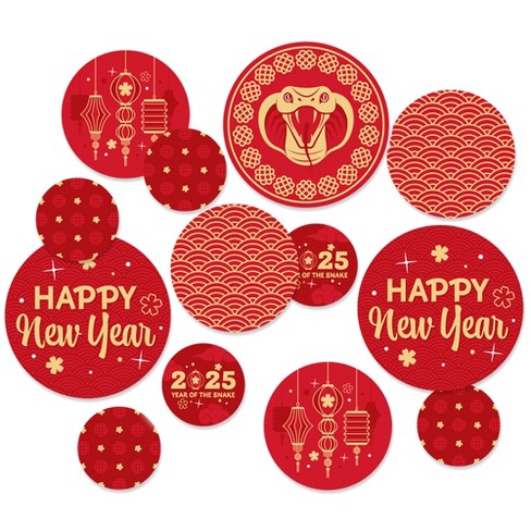 Big Dot of Happiness Lunar New Year - 2025 Year of the Snake Giant Circle Confetti - Party Decorations - Large Confetti 27 Count - image 1 of 4