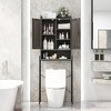 Tangkula Over The Toilet Storage Cabinet Bathroom Space Saver with Double Doors Grey - 2 of 4