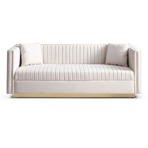 NicBex Velvet 3 Seater Sofa Couch with Nailhead Decoration Modern Upholstered Sofa with Sturdy Base for Living Room - 1 of 4