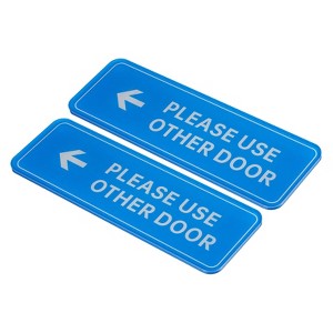 Unique Bargains Self-Adhesive Decor Home Business Please Use Other Door Left Arrow Sign 2 Pcs - 1 of 4