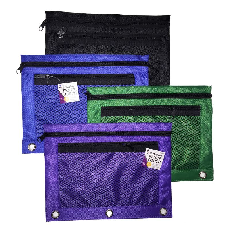 Charles Leonard Pencil Pouch, 2 Pocket, Assorted Colors, Pack of 12, 2 of 4