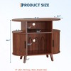 Round Mid-Century Record Player Stand w/ Charging Station & Vinyl Storage - Rustic Media Console with Open Shelves - 3 of 4