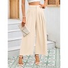 Women High Waisted Wide Leg Palazzo Pants, Flowy Pants Loose Fit Elastic Waist Pleated Trousers Comfy Elegant Business Casual Straight Leg Dress Pants - 4 of 4