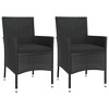 vidaXL Patio Bistro Set with Cushions Black Poly Rattan - Plain Black 2 Piece - 3 of 4