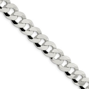 Black Bow Jewelry Men's 10.5mm Sterling Silver Solid Beveled Curb Chain Necklace - 1 of 4