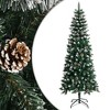 vidaXL Artificial Green and White Christmas Tree with Stand - 82.7" Tall PVC Tree with Snow and Glitter Decorations, Hinged Construction - 2 of 4