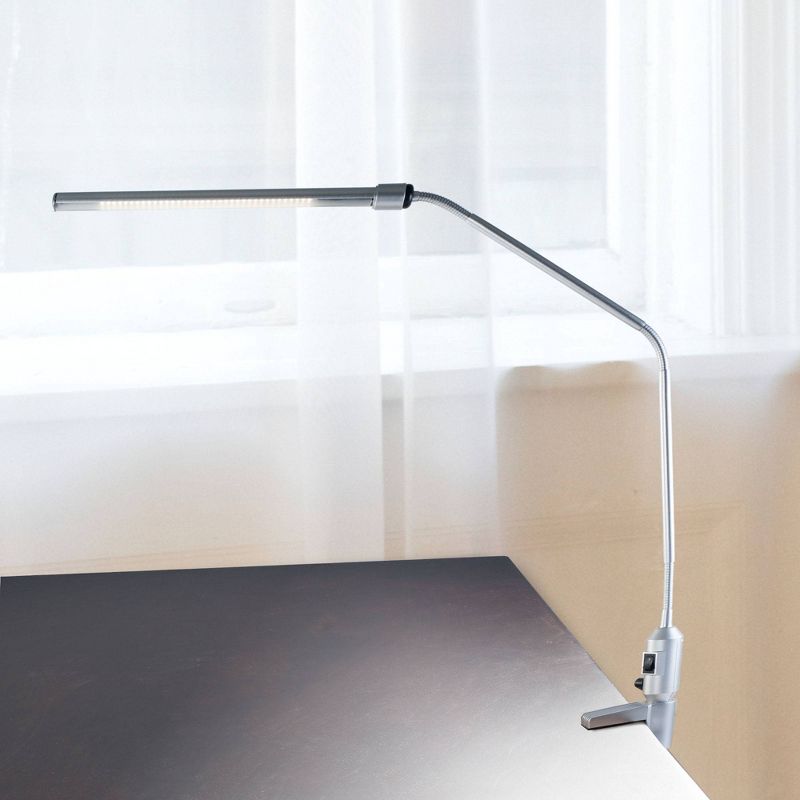 Modern Contemporary Clamp Desk Lamp Silver (Includes LED Light Bulb) - Trademark Global, 1 of 8