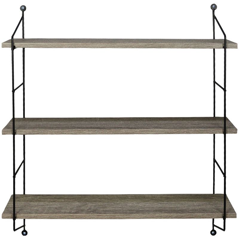 Sorbus 3-Tier Floating Shelf With Metal Brackets - Decorative Hanging Display for Trophy, Photo Frames, Collectibles, and Much More (Grey Wood), 5 of 6