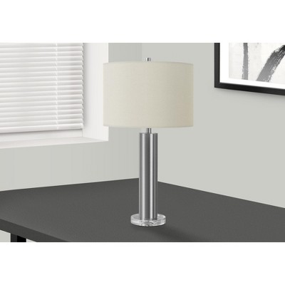 Monarch Specialties Lighting 28inchH Table Lamp Nickel Metal Ivory / Cream Shade Contemporary
