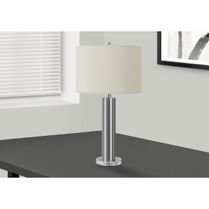 Monarch Specialties Lighting 28inchH Table Lamp Nickel Metal Ivory / Cream Shade Contemporary - 1 of 4