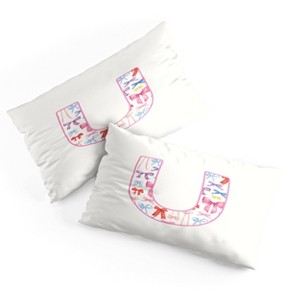 Deny Designs King April Lane Art Fancy Bow Monogram U Microfiber Printed Pillow Sham - 1 of 3