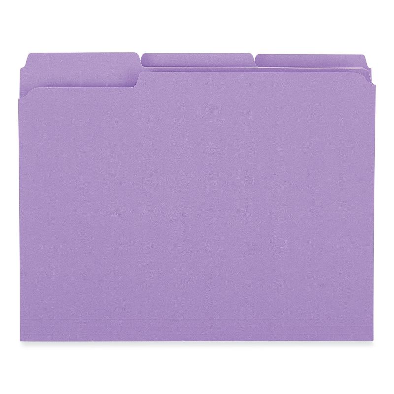 UNIVERSAL Colored File Folders 1/3 Cut Assorted Two-Ply Top Tab Letter Violet 100/Box 16165, 4 of 5