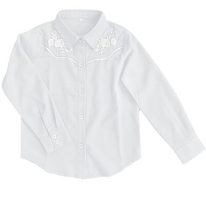 Girls Long Sleeve Retro Floral Embroidered Shirts Collared Button Down Casual Fall Tops Blouse Outfit - 1 of 1