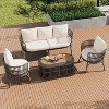 4-Piece PE Rattan Patio Seating Set with Acacia Wood Table Top, Outdoor Patio Conversation Set - Maison Boucle - 2 of 4