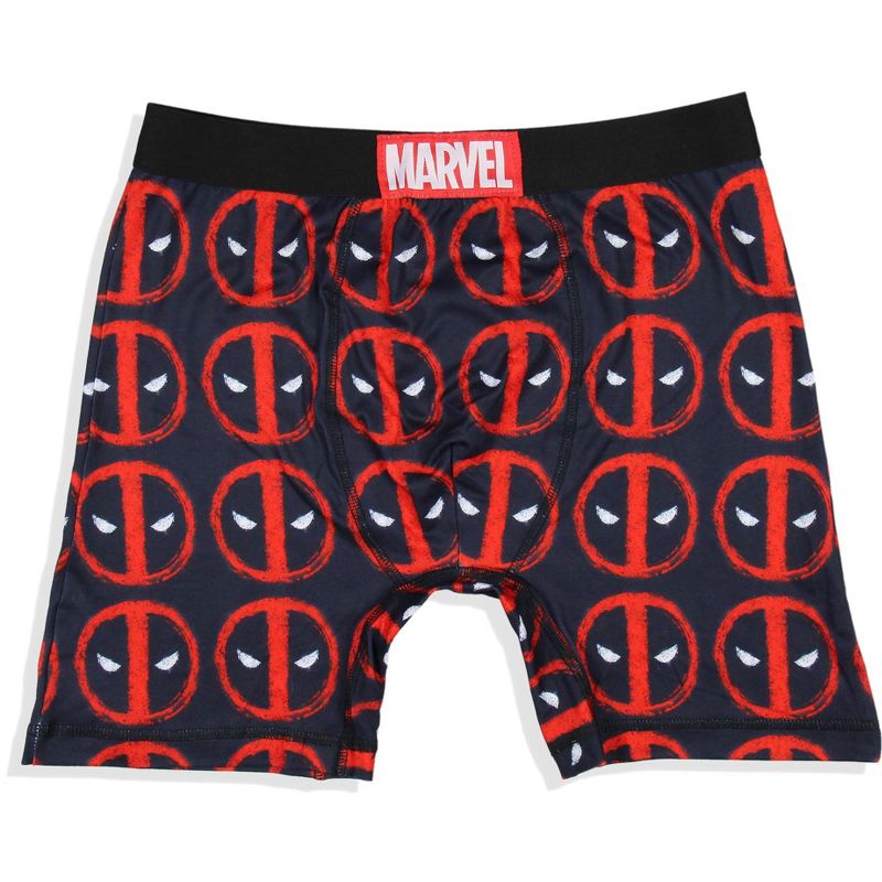 Marvel Mens' 2 Pack Deadpool Cat Symbol Boxers Underwear Boxer Briefs Black, 4 of 5