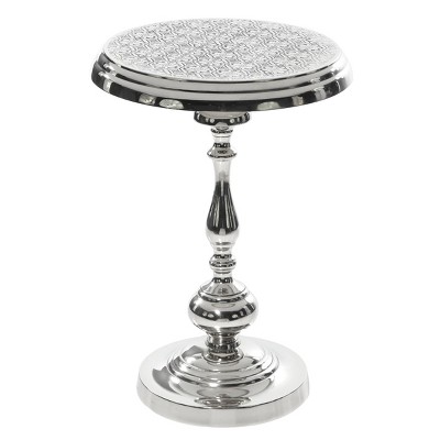 Traditional Aluminum Round Accent Table Silver - Olivia & May