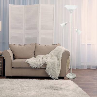 3-Light Floor Lamp with Scalloped Glass Shade - Elegant Designs