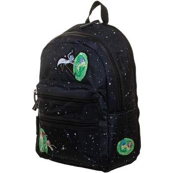 Rick and Morty Universe Portals Double Z Padded Laptop 17" Adult Backpack Black