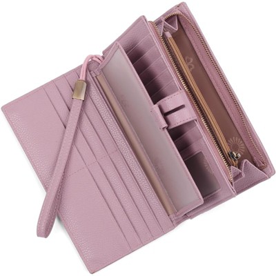 FATMOON Women’s Large Capacity RFID Blocking Leather Wallet - Easy-to-Use Checkbook Organizer with Removable Cover for Travel,Daily Use