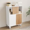 GustoWave Wooden Storage Cabinet Sideboard Buffet Cabinet with Sliding Doors and Adjustable Shelves Floor Standing Display Cabinet with 2 Doors - 2 of 4