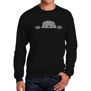 LA Pop Art Men's Word Art Crewneck Sweatshirt - Peeking Dog - 1 of 4