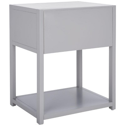 Contemporary Chic Grey Nightstand with Gold Pull and Shelf
