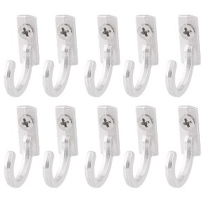 Unique Bargains Clothes Coat Metal Wall Mounted Single Storage Hooks Silver Tone 10 Pcs - 1 of 4