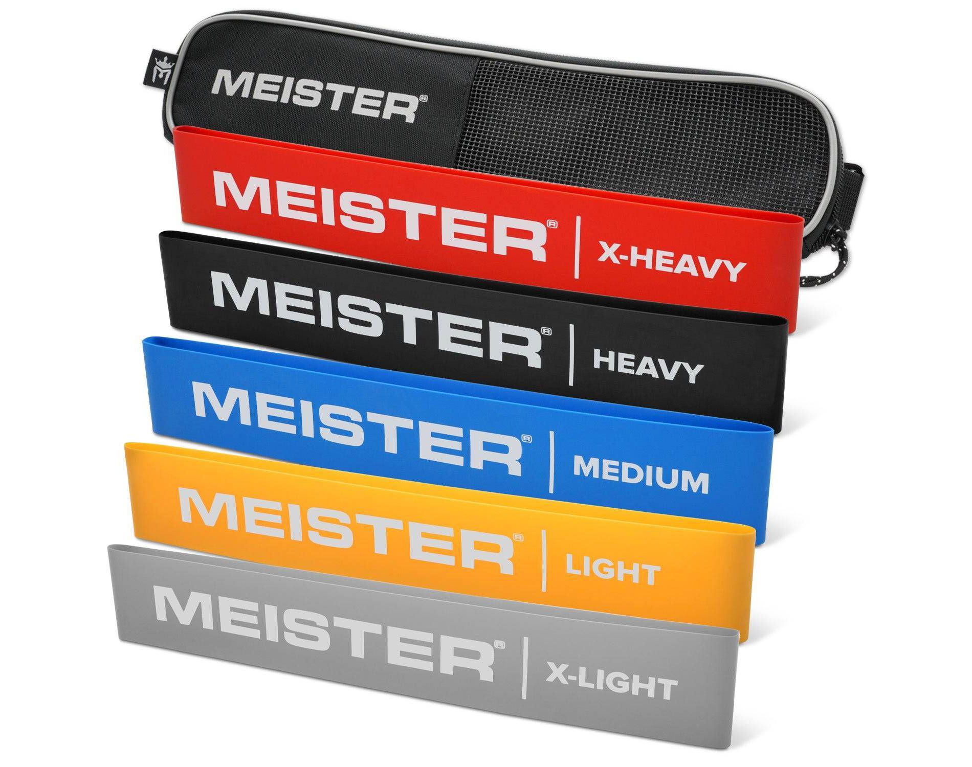 Meister Mobility Resistance Flat Bands with Carry Case 5 Band Set