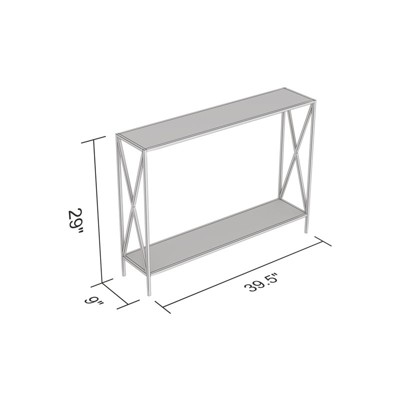 39.5" Black Metal Console Table with Dark Grey Wood Shelf