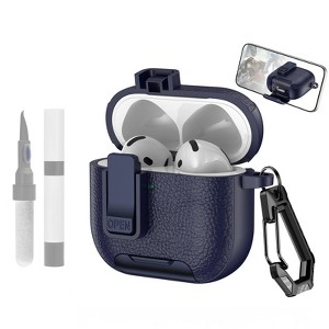 HTUTWOO AirPods Pro 2nd Lock Clip Leather Case with Carabiner and Stand Rugged, Protection Cover for AirPods Pro 2 - 1 of 4