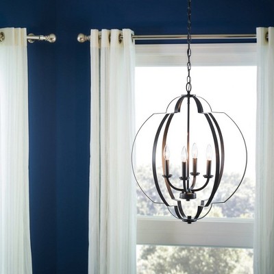 Voleta 26.25" Black Steel 4-Light Foyer Pendant