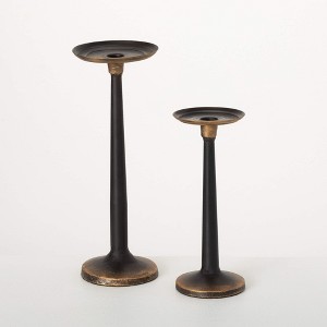 13" Slender Pillar Taper Holders - Set of 2, Black - 1 of 4