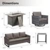 Buenhomino 5-Piece Patio Furniture Set with Fire Pit,Wicker Outdoor Swivel Rocker Chairs Patio Sofa for Backyard,Poolside,Deck,Gray Wicker - 3 of 4