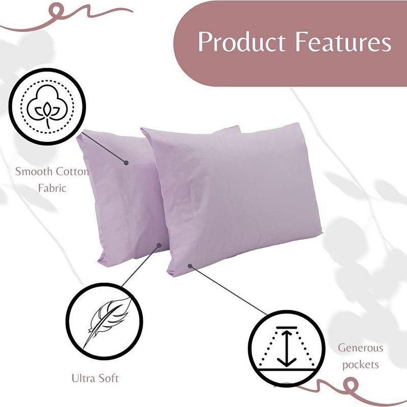 Superity Linen Standard Pillow Cases  - 2 Pack - 100% Premium Cotton - Open Enclosure, 3 of 8