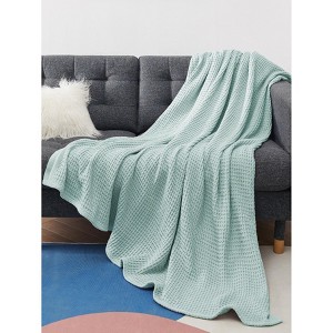 Bedsure-Waffle Weave 100% Cotton Solid Blanket For All Season, Breathable and Soft, Waffle Weave Blanket for Best Gift - 1 of 4