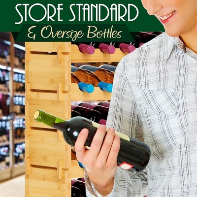 NutriChef Bamboo 12-Tier 108-Bottle Stackable Wine Rack