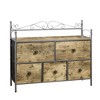 VECELO Wooden Top Dresser with 5 Drawers, Bedside/End Table for Living Room or Bedroom, Easy Pull Handle, Brown/Gray - 2 of 4