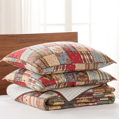 Ansara Full/Queen Blue and Red Cotton Reversible Quilt Set