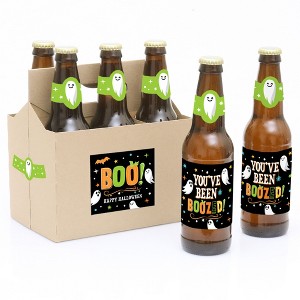 Big Dot of Happiness You've Been Boozed - Ghost Halloween Party Decorations for Women and Men - 6 Beer Bottle Label Stickers and 1 Carrier - 1 of 4