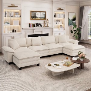 Captiva Designs 157.5-Inch Cloud Modular 6PC U-Shaped Sectional Sofa, Oversized Couch with Ottomans, Deep Seats - 1 of 4