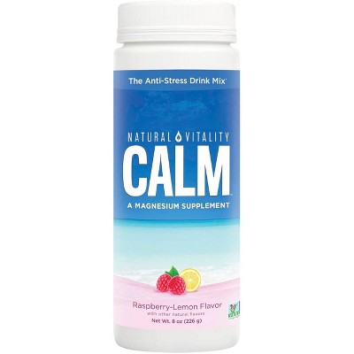 Natural Vitality Natural Calm Anti-Stress Vegan Magnesium Supplement Powder - Raspberry Lemon - 8oz