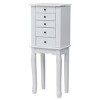 Standing Jewelry Armoire Cabinet with Mirror, 5 Drawers, Top Organizer and Side Doors with Necklace Hooks - 4 of 4