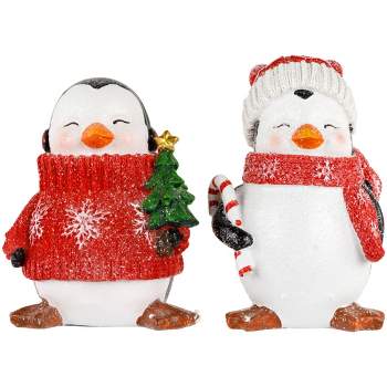Northlight Set of 2 Cozy Glittered Penguins Christmas Figurines 6"