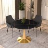 LeisureMod Round Dining Table Modern 40" Sintered Stone Tabletop with Gold Steel Pedestal Base Bristol Series - 2 of 4