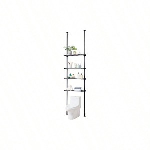 Over Toilet Shelf 4 - Tier Adjustable Storage Rack Low - Carbon Steel Small Bathroom Space Saver Laundry Room - 1 of 4