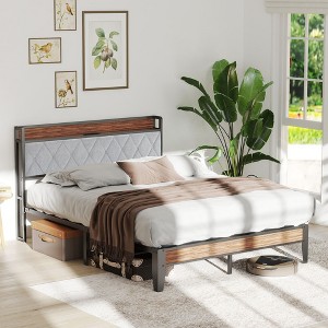 JIONJOY Noise-Free Bed Frame with Built-in Charging Ports, 11" Underbed Storage, No Box Spring Needed - 1 of 4