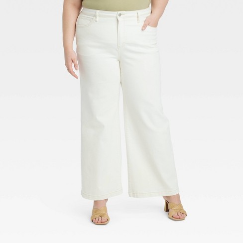 Women's High-rise Corduroy Wide Leg Jeans - Universal Thread™ Cream 26 :  Target
